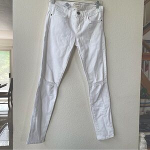 Current/Elliott white stiletto ripped knee mid rise white jeans
